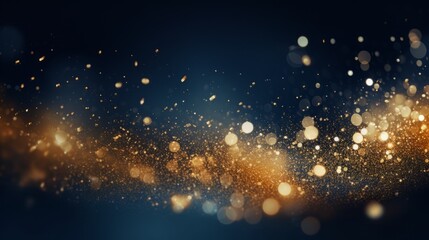 Fototapeta na wymiar Christmas abstract background with dark blue and golden particles