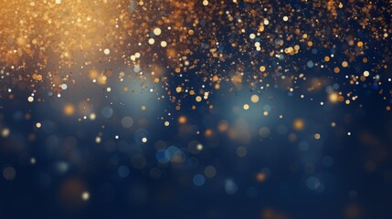 Christmas abstract background with dark blue and golden particles - obrazy, fototapety, plakaty
