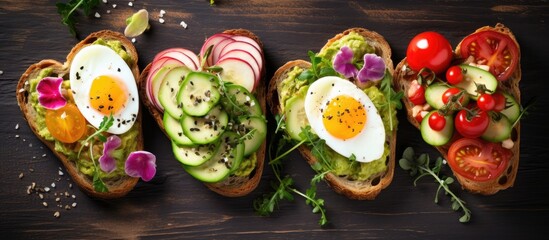 Delicious heart-shaped breakfast toasts with fresh, healthy ingredients. - Powered by Adobe