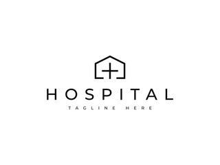 minimal hospital line logo design