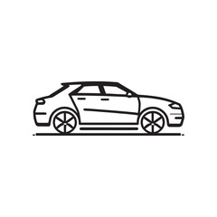 line illustration of hatchback car, coupe car