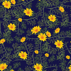 beautifull yellow daisy seamless pattern