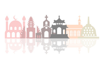 Fototapeta premium vector collection of places of worship from various religions for various template