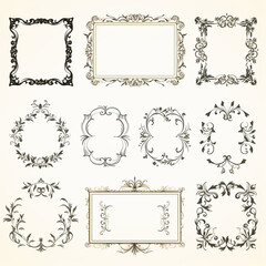 flourish vignette scroll victorian swirl certificate calligraphic corner ornamental royal 