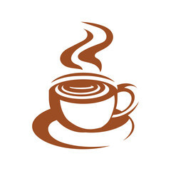 Minimalist coffee cup colored icon logo.