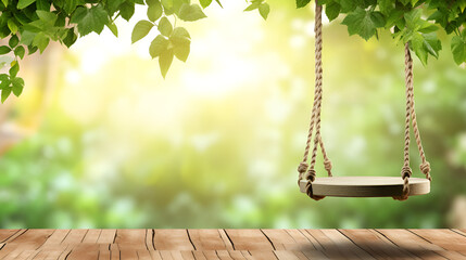Nature's Embrace.Swing Wallpapers for a Relaxing Desktop.AI Generative 
