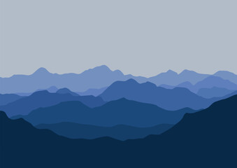 Landscape with mountains. Vector illustration in flat style.