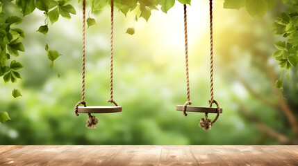 Mobile  Swing Wallpapers.Swinging Serenity. A Tranquil Empty Swing on a Nature Background.AI Generative 