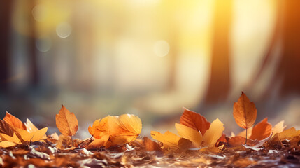 Autumn Bliss. Leaves and Lake Landscape.autumn leaves background .HD wallpaper.AI Generative 