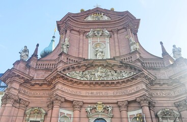 Germany Wurzburg Neumünster Collegiate church has a baroque facade and dates back the 11th century
