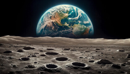 Views of Earth from the moon surface