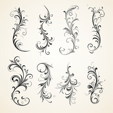 flourish vignette scroll victorian curl swirl typographic certificate old-fashioned calligrapic