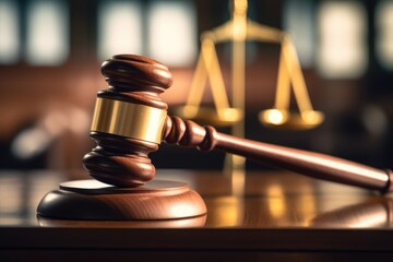 Close-Up Justice: Macro Shot of a Judge's Gavel in Court - Revealing the Symbolic Authority and Precision That Define the Legal System in Action.




