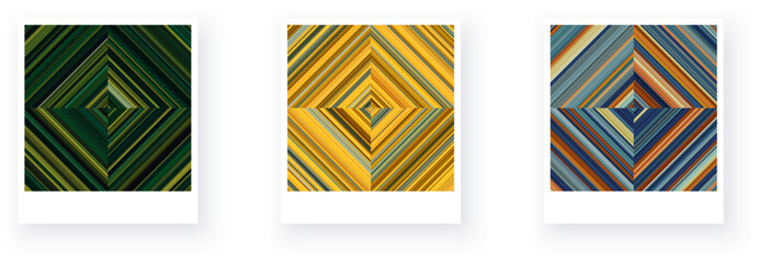 Variants of paper card with square checkered striped geometric patterns.
