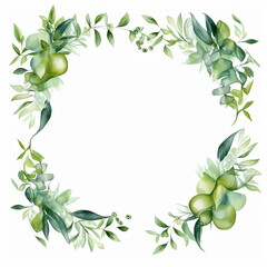 Obraz premium ornamental invitation postcard herb print watercolor wedding greenery romantic poster round 