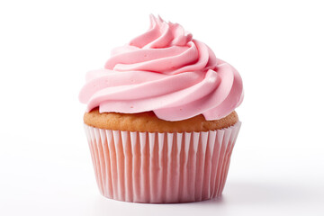 Delicious cupcake on white background. 