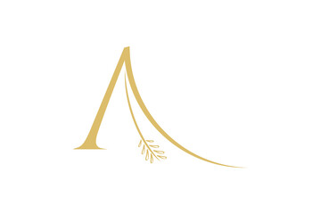 Initial letter A logo design with beauty nature flower plant, beauty fashion icon symbol.