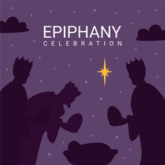 epiphany celebration greeting card design template