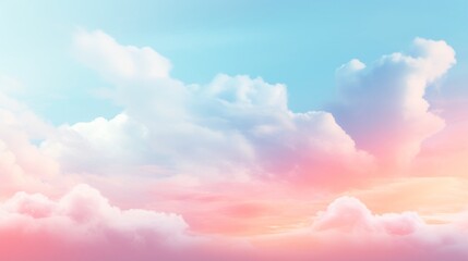 Tranquil Sky with Fluffy Clouds and Vibrant Colors generated by AI tool - obrazy, fototapety, plakaty
