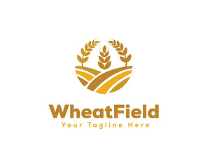 rice field wheat circle logo icon symbol design template illustration inspiration
