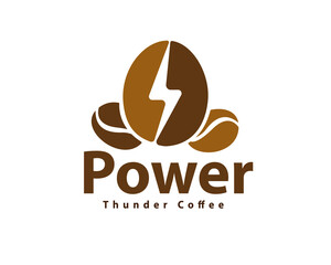 bean power thunder logo icon symbol design template illustration inspiration