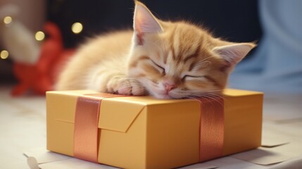 Relaxing Pet Cat in Cardboard Box generated by AI tool