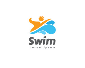 simple abstract swimming logo design template illustration inspiration
