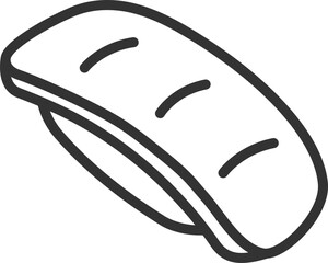 イカの寿司のアイコン（線画）のイラスト