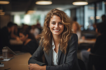 Fototapeta premium businesswoman looking at camera smile in the meeting room