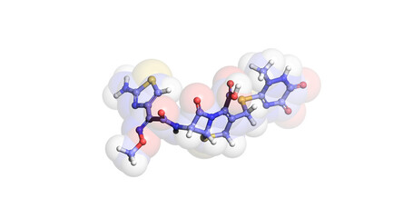 Ceftriaxone, broad-spectrum antibiotic, 3D molecule in 4K 