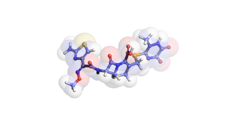 Ceftriaxone, broad-spectrum antibiotic, 3D molecule in 4K 