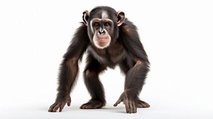 Fototapeta premium Female of ape chimpanzee looking at camera, AI Generative.