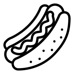 Hot Dog Line Icon Design Vector