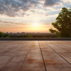 Natural sunset view from the rooftop, Generative AI