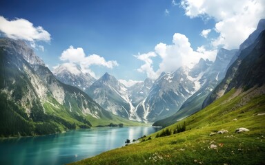 Fototapeta na wymiar Beautiful mountain landscape scenery wallpaper background