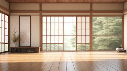 Empty room,Clean japanese minimalist room interior - obrazy, fototapety, plakaty
