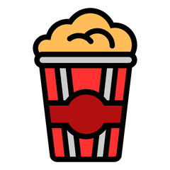 Popcorn Colored Outline Icon Design Vector