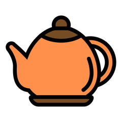 Tea Pot Colored Outline Icon Design Vector