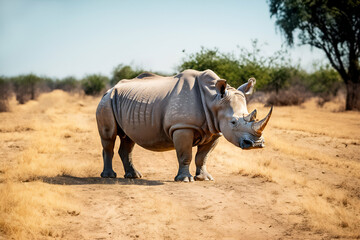 Obraz premium Rhino in the wild - Generative AI