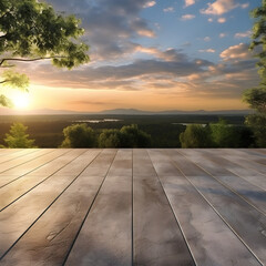 Natural sunset view from the rooftop, Generative AI