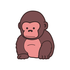 illustration of a gorilla sitting on the floor with a white background