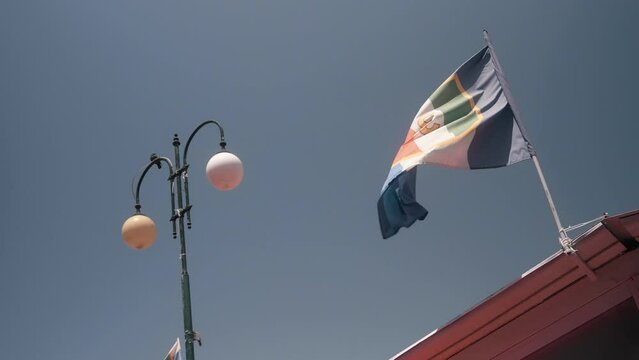 flags of Capri Island on the wind