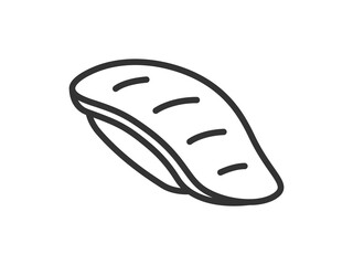 サーモンの寿司のアイコン（線画）のイラスト