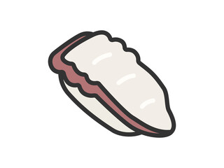 タコの寿司のアイコン（線画カラー）のイラスト