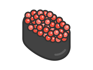 イクラの軍艦巻きの、寿司のアイコン（線画カラー）のイラスト