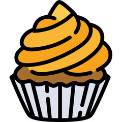 Cupcake icon. Filled outline design. For presentation, graphic design, mobile application.