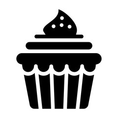 Cupcake Solid Icon Design Vector