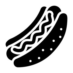 Hot Dog Solid Icon Design Vector