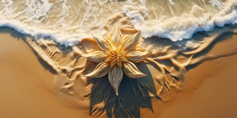 Fototapeta na wymiar Sand flower On The Beach top view.