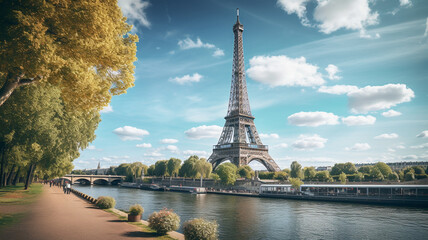 Fototapeta na wymiar Eiffel tower famous landmark in Paris French.